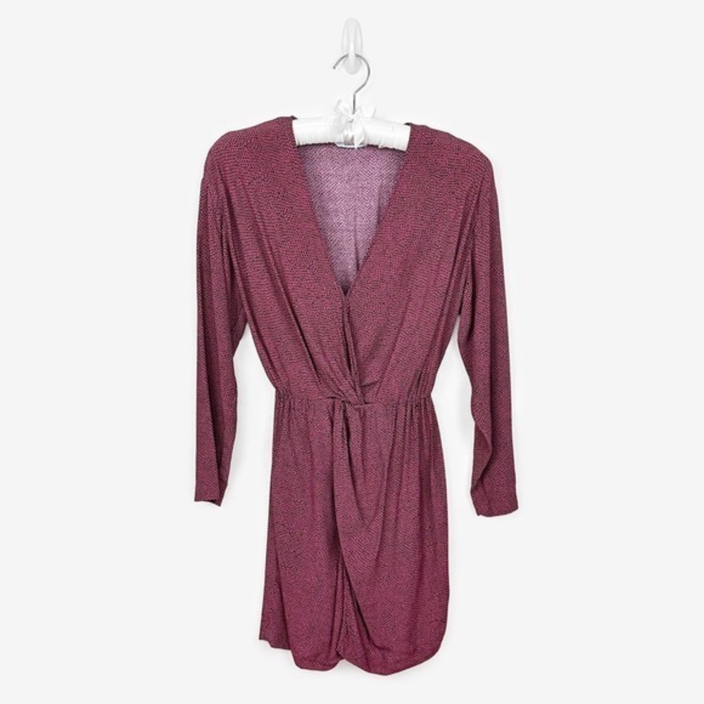 & Other Stories Twist Knot Mini Dress Size 4 Dark Red Casual Long Sleeve